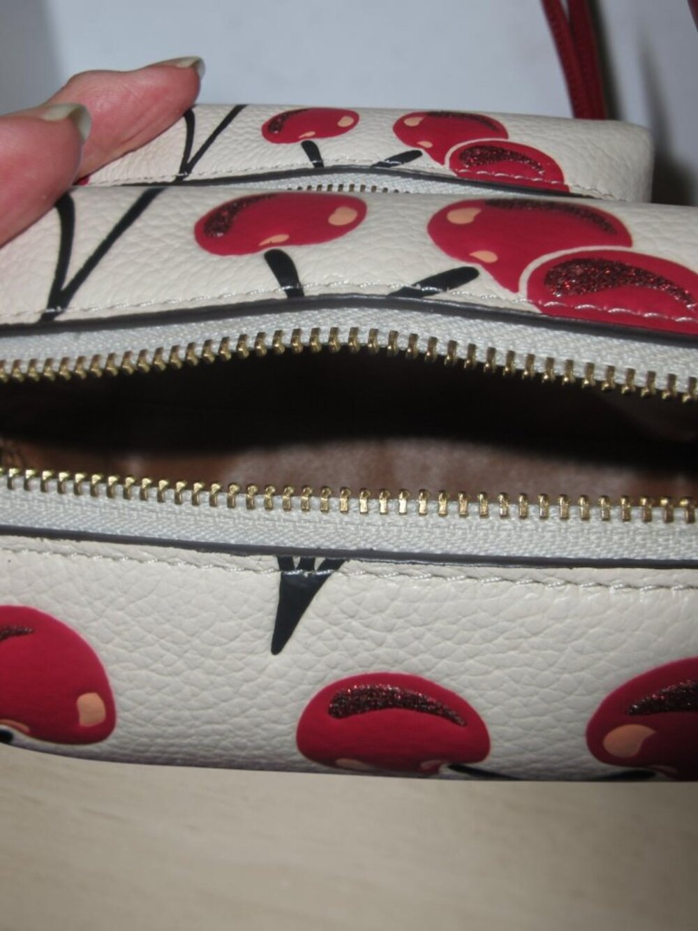 COACH - Cherry Print Leather Boxed Cosmetic Pouch, New in box - Picture 7 of 16